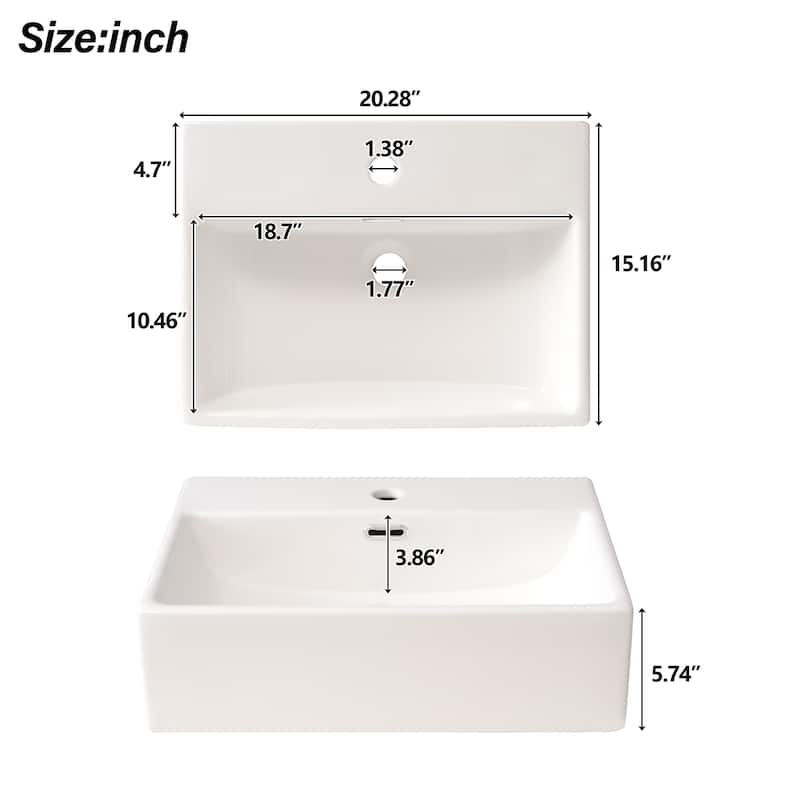 Small Bathroom Vanity 20 Inch with Sink, Solid Wood Cabinet, 1 Drawer 1 Door Storage, Freestanding, Modern Design