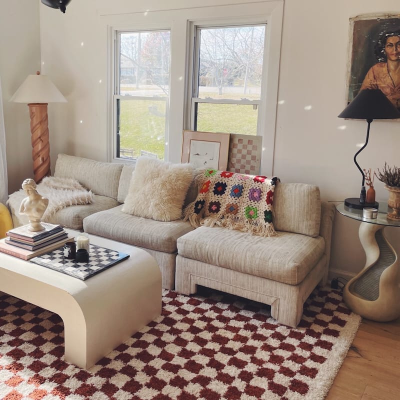 Covey Plush Checkered Thick Shag Area Rug