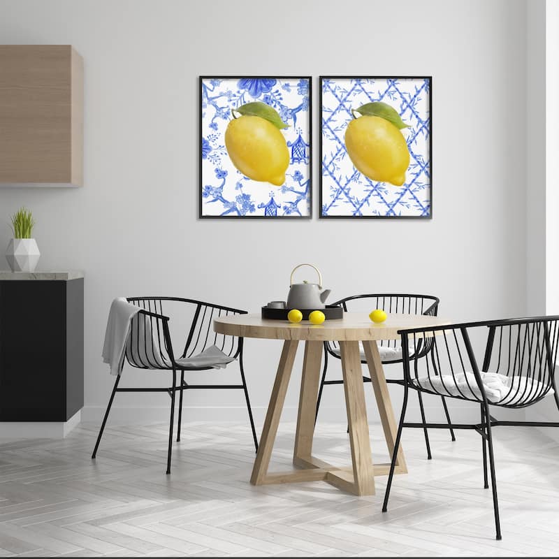 Stupell Classic Chinoiserie Lemons Framed Giclee Art Design By Matthew Piotrowicz (Set of 2)