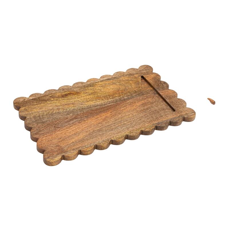 Mango Wood Serving Board with Knife - 16" L x 10" W