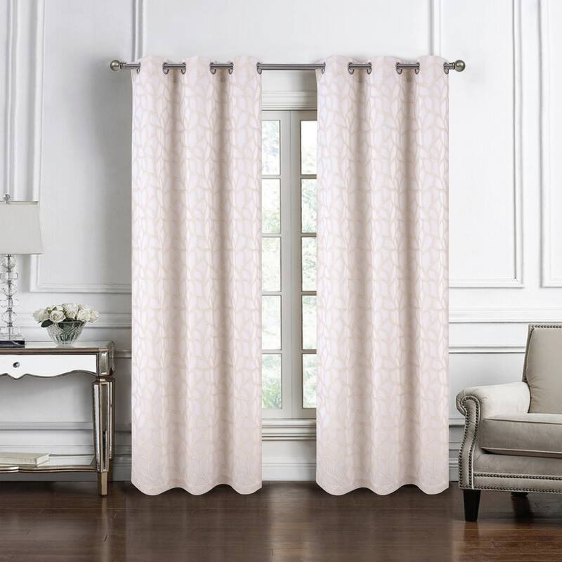 Lorena Woven Jacquard Window Curtain with Grommets 84" Set