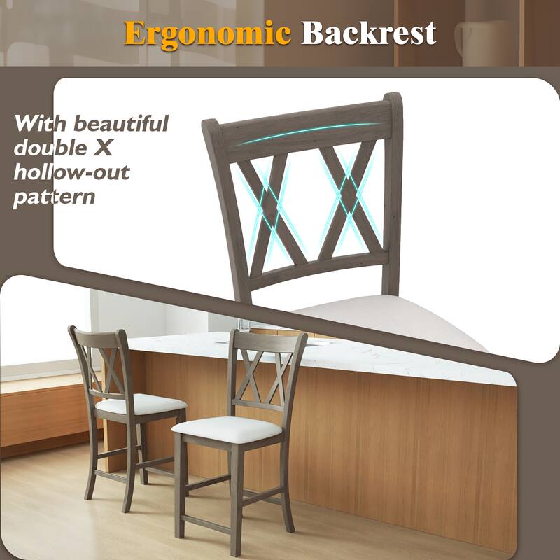 Gymax 2PCS Bar Stools 24''Counter Height Stools w/ Linen Fabric