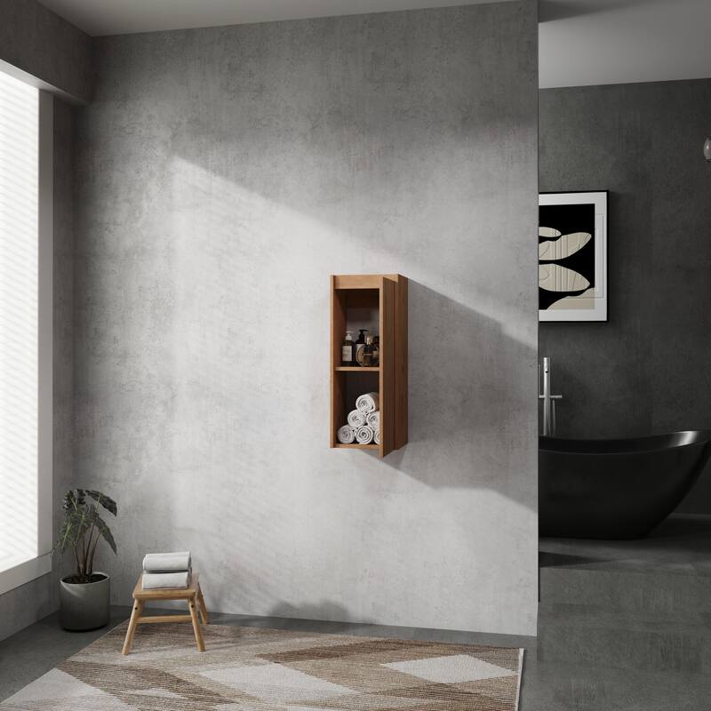 Modern Wall-Mounted Bathroom Side Cabinet with Soft-Close Doors, Floating Design, 6 Storage Compartments, 12-Inch Width