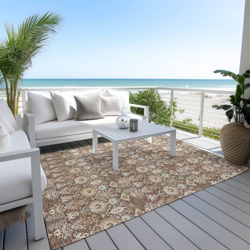 Machine Washable Indoor/ Outdoor Traditional Xander Chantille Rug