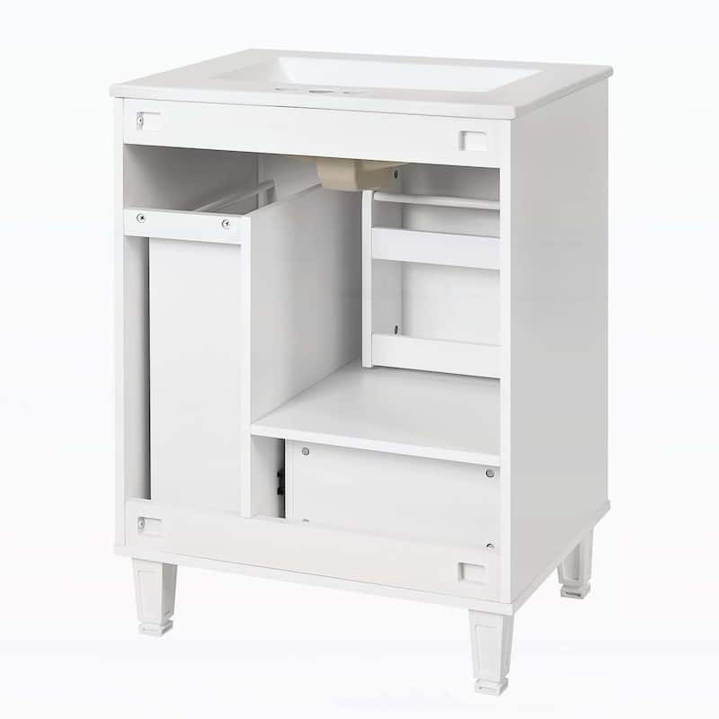 Bathroom Vanity Cabinet with Sink,with Door Shelf,Deep Drawer,2-Tier Pull-Out Basket
