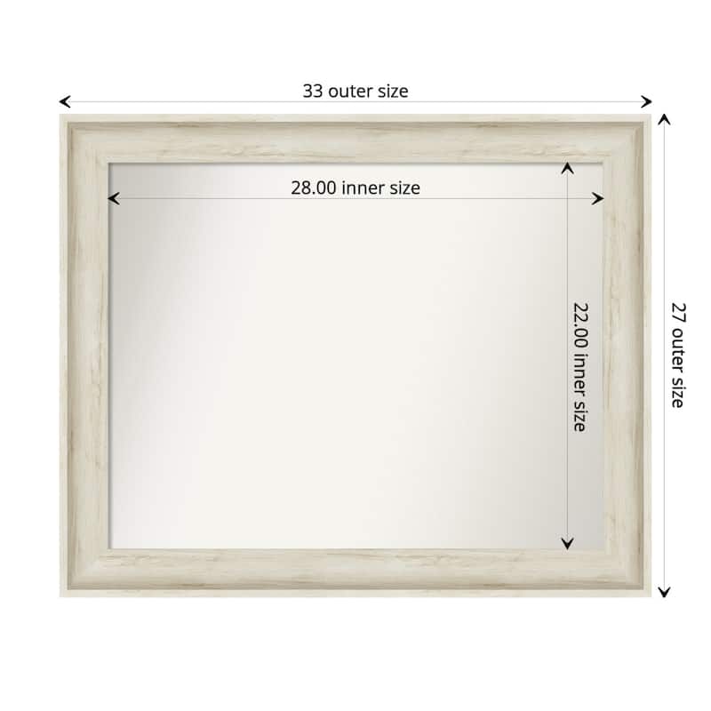 Non-Beveled Wall Mirror - Regal Birch Cream Frame - 33 x 27 in - Regal Birch Cream