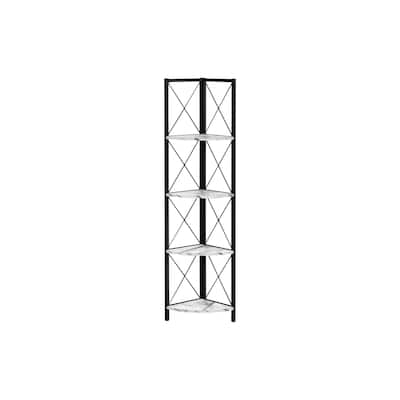 Bookshelf, Bookcase, Etagere, Corner, 4 Tier, 60"h, Office, Bedroom, Laminate, etal, Contemporary, Modern