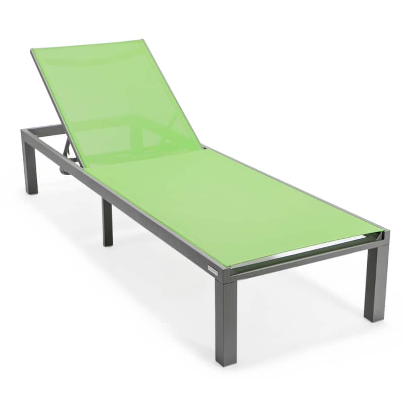 Aluminum Beach Pool Sun Lounge Chair Sling Mesh Fabric Reclining Stackable Lounger Chair - Green