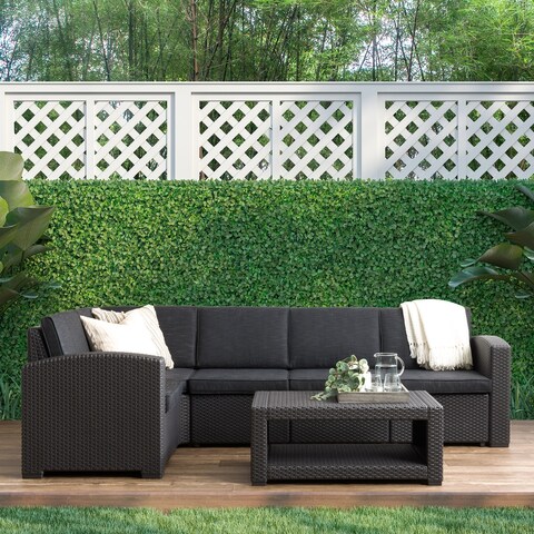 CorLiving Lake Front Rattan Patio Sectional Set, 6pc