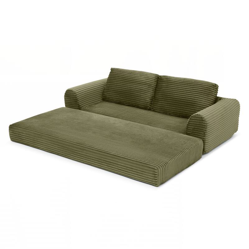 Modern Corduroy Sleeper Couch , Futon Modular Upholstered Boneless Sofa