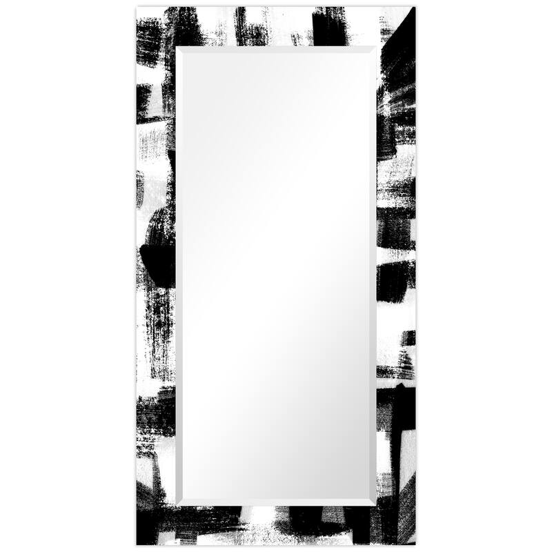 Jam Session Rectangular Beveled Mirror on Free Floating Printed Tempered Art Glass - Clear - 54" x 28"