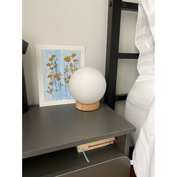 light accents table lamp natural wooden base glass shade