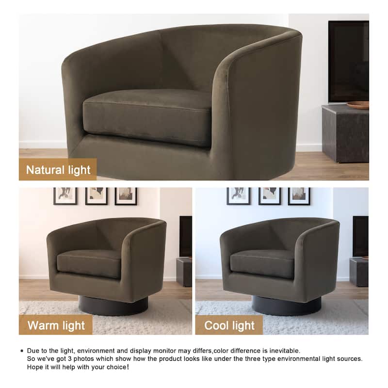 360-Degree Swivel Round Barrel Velvet Armchair Accent Chairs