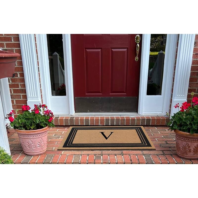 A1HC Natural Coir Monogrammed Entrance Door Mats Flock Doormat 24"X39"