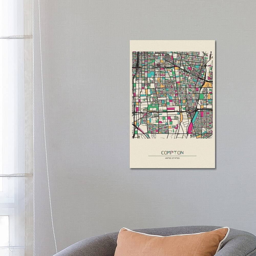 iCanvas "Compton, California Map" by Ayse Deniz Akerman Canvas Print