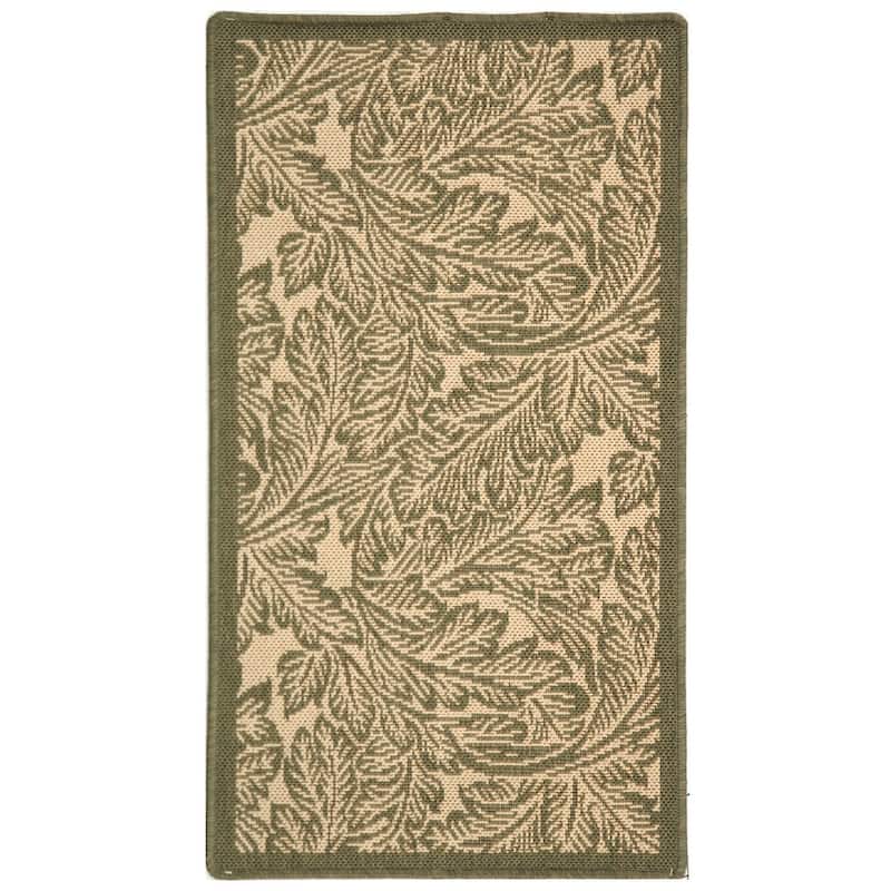 SAFAVIEH Courtyard Reineke Indoor/ Outdoor Waterproof Rug - 2' x 3'7" - Natural/Olive
