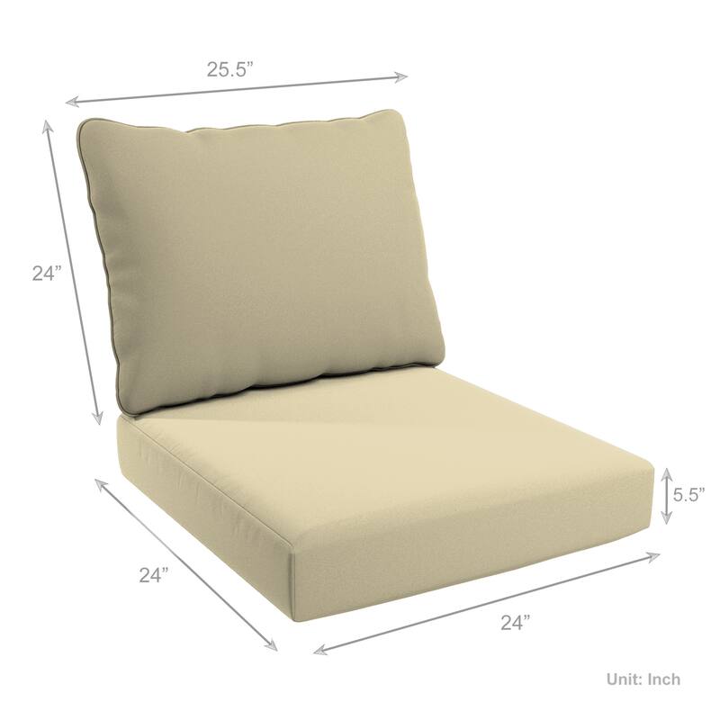 California Umbrella Outdoor Deep Seat Cushion Set, 24" x 48", Sunbrella Fabric, Densified Fiber Fill