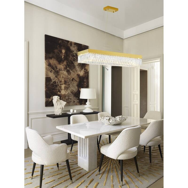40" Gold Dimmable LED Chandelier With Clear Crystals