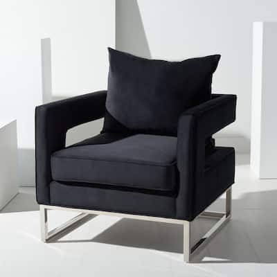 SAFAVIEH Couture Mithlesh Black Velvet Commercial Grade Club Chair - 31Wx29Dx33H