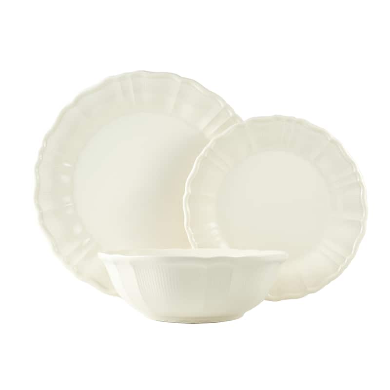 Antique White Set of 4 Dinner Plates