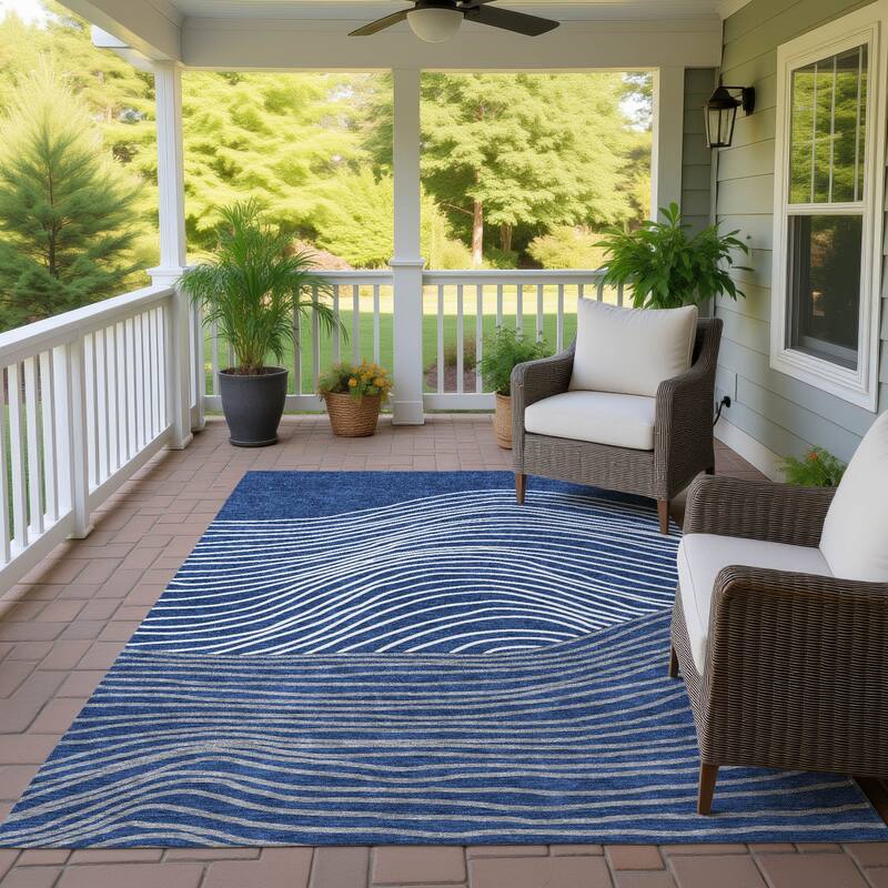 Machine Washable Indoor/ Outdoor Modern Arches Chantille Rug