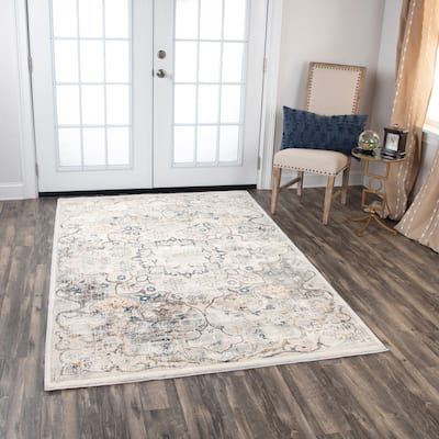 Alora Decor Lavish Rustic Blue Polypropylene/Polyester Area Rug