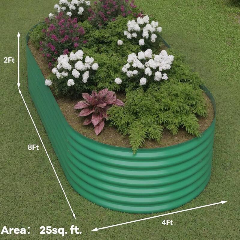 8x4x2ft 2Pcs Galvanized Raised Garden Bed Planter Boxes Outdoor, Green for Vegetables, Fruits, Flowers, Herbs - N/A