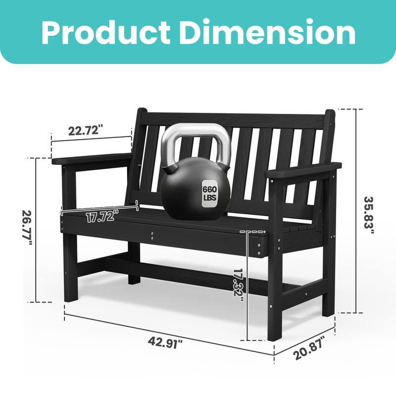 Outdoor 2-Person Garden Bench 42.92-in W x 35.83-in H