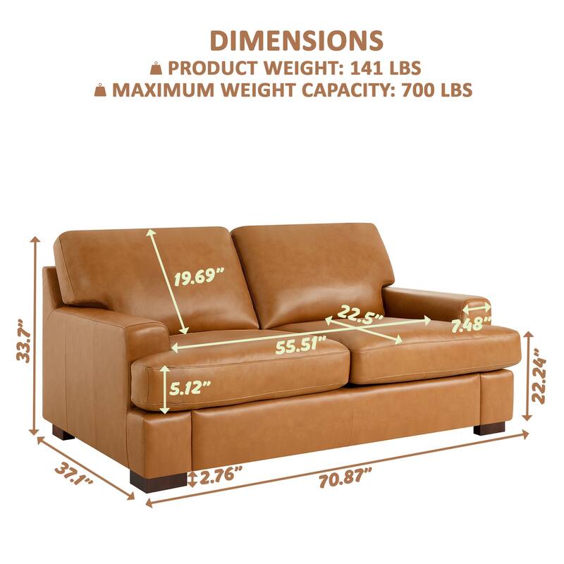 Genuine Leather Sofa Set - Chair, Loveseat & Sofa with Feather Cushions