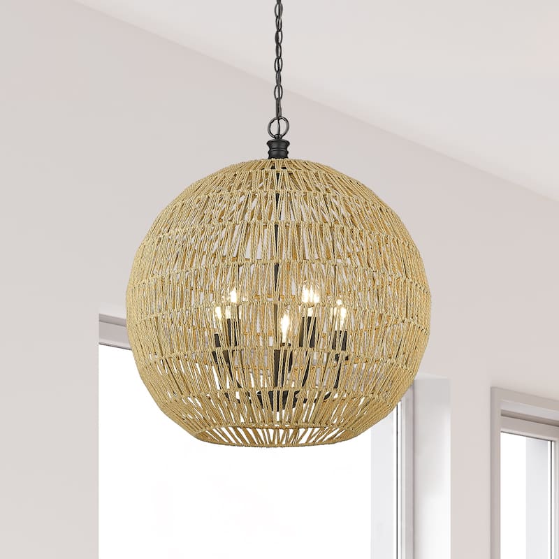 Florence 25" Wide 5-Light Pendant with Rope Shade