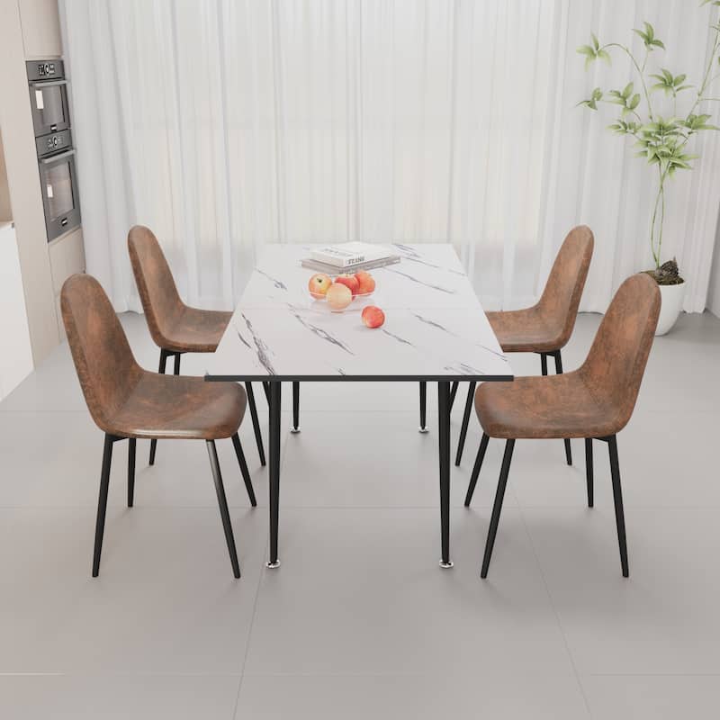 47"-63" Extendable MDF Modern Dining Table and Chair Set,Dining Table and Modern Dining Chair 4-Piece Set