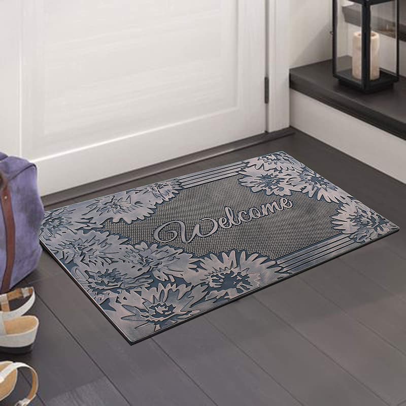 Welcome Rubber Pin Mat Copper Hand Finished Doormat 18" X30"