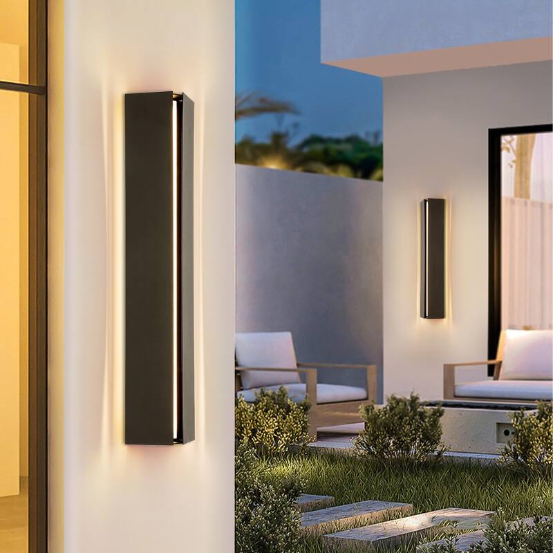 Modern Black Outdoor Wall Lights Linear Dimmable LED Wall Sconce Lights