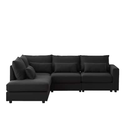 100.2Inch Convertible L Shaped Sectional Sofa,Linen Fabric Couch