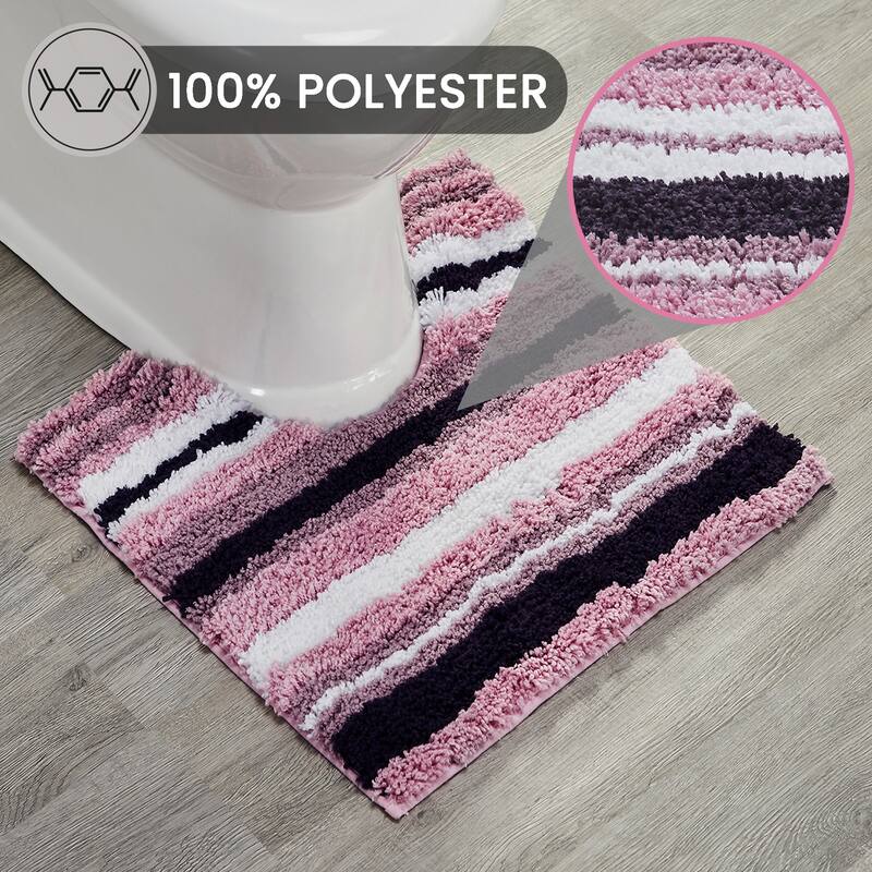 Better Trends Bath Rug 100% Polyester Super Absorbent Anti-Skid TPR Backing Bathroom Rug For Shower,Sink Mats Griffie Collection