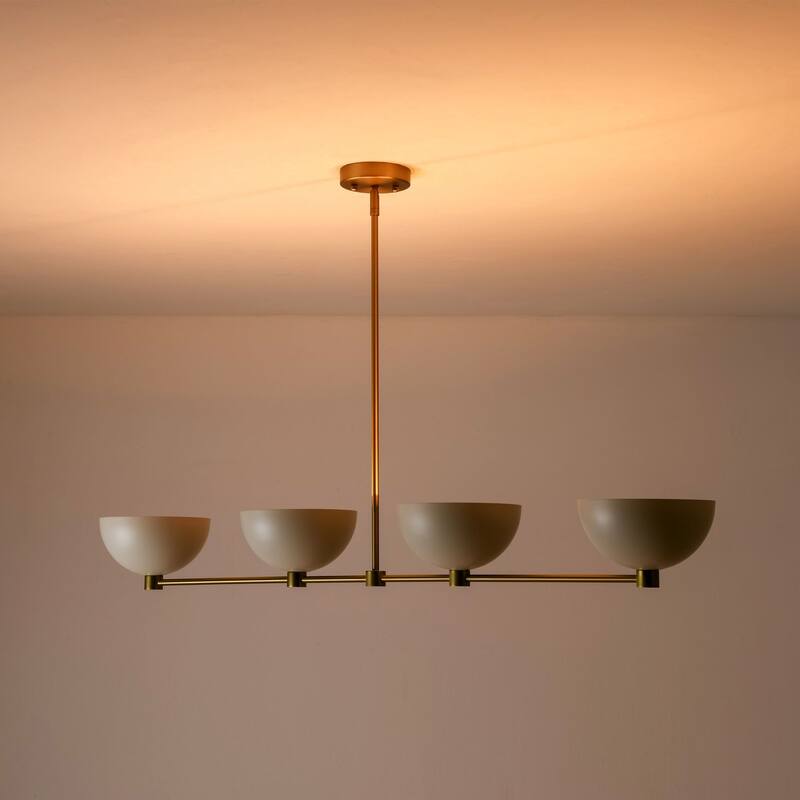 4-Light Modern Simple Bowl Design Linear Pendant Light for Kitchen Island