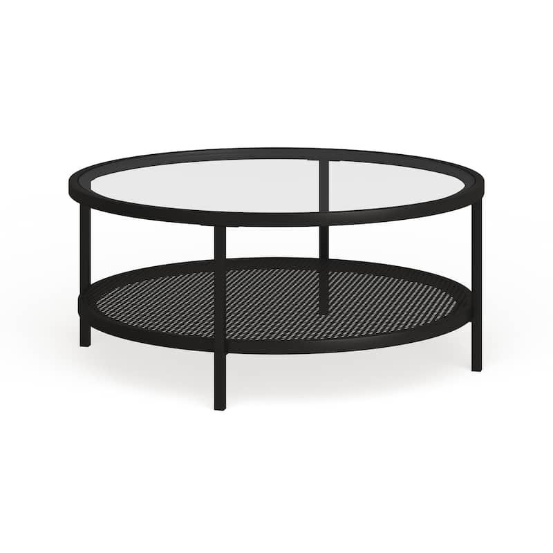 Carbon Loft Mornie Industrial Metal Round Coffee Table in Blackened Bronze - Blackened Bronze