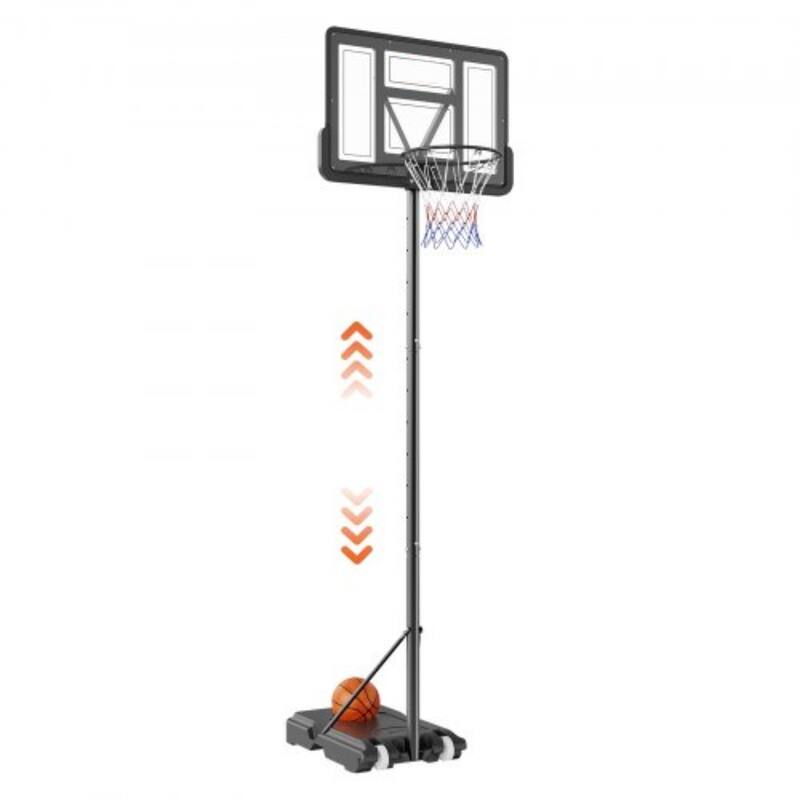 44" Backboard Portable Basketball Hoop System, Adjustable 4-10ft - 44 inches - Black