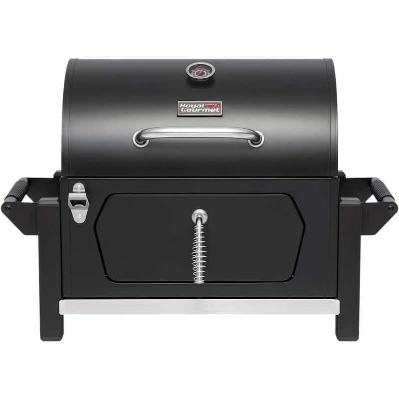 Royal Gourmet Portable Charcoal Grill with Side Handles and Bottle Opener, Tailgate and Campsite, Black