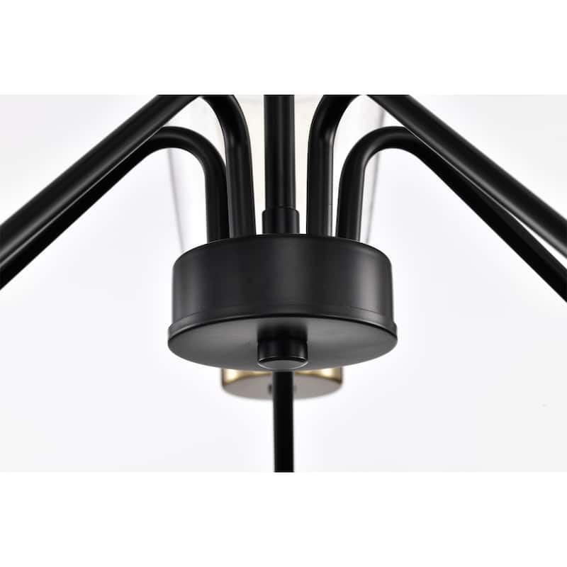 Kendrey 25 Inch Modern Seeded Glass Design Chandelier 5 Light - N/A