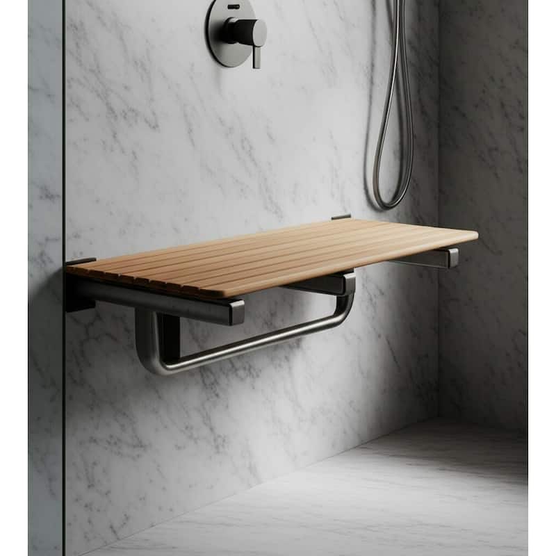 14" X 30" Brown Teak Rectangular Shower Bench - Brown