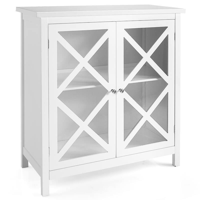 Costway Kitchen Buffet Sideboard Storage Cabinet w/Glass Doors & - See Details