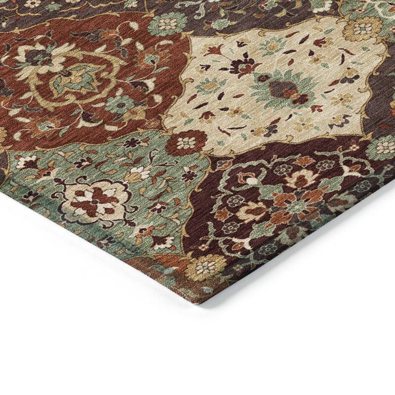 Machine Washable Indoor/ Outdoor Traditional Panel Chantille Rug