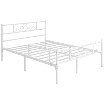 Yaheetech Graceful Scroll Bed Metal-Framed Bed with Footboard