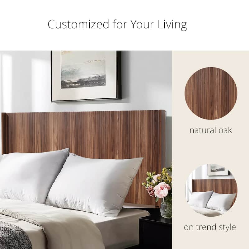 Wood Headboard King Size, 80.2" Wide Wooden King Headboard,Modern Farmhouse,Wall Mounted Fluted Panel,Wingback Boho Headboards