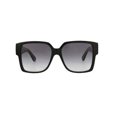 Saint Laurent Square-Frame Acetate Sunglasses, Gradient Grey Lens, Shiny Black Frame