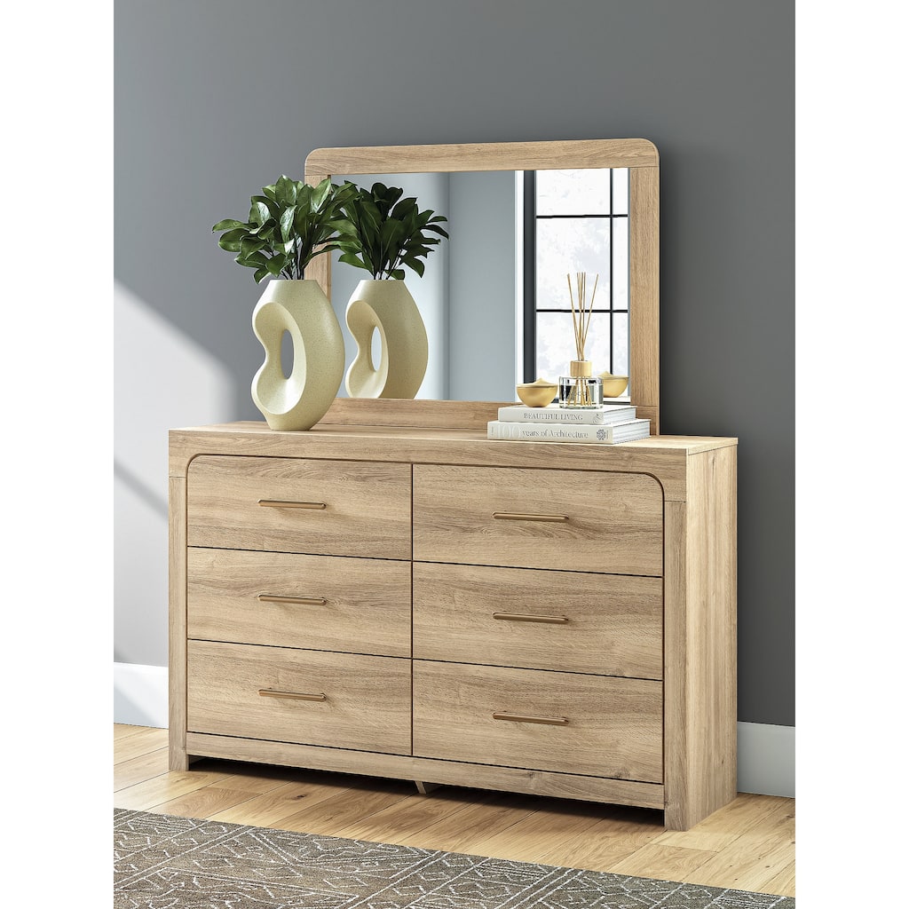 Signature Design by Ashley Prandefort Light Brown Bedroom Mirror - 42" W x 1" D x 36" H