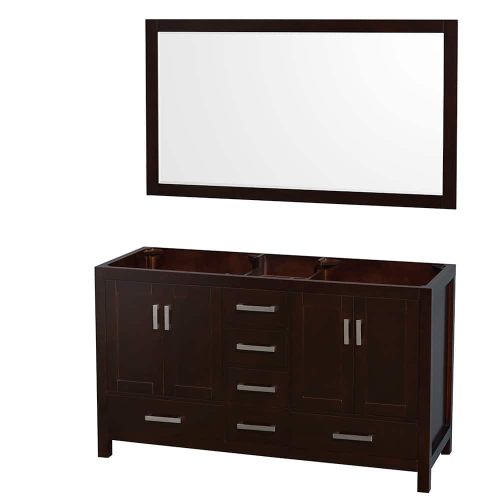 Wyndham Collection Sheffield 60" Hardwood Vanity Cabinet and Mirror -