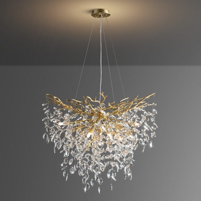 Modern Round Branch Crystal Chandelier, 600-1200mm Diameter, Marquise Cut Crystal Pendant Light