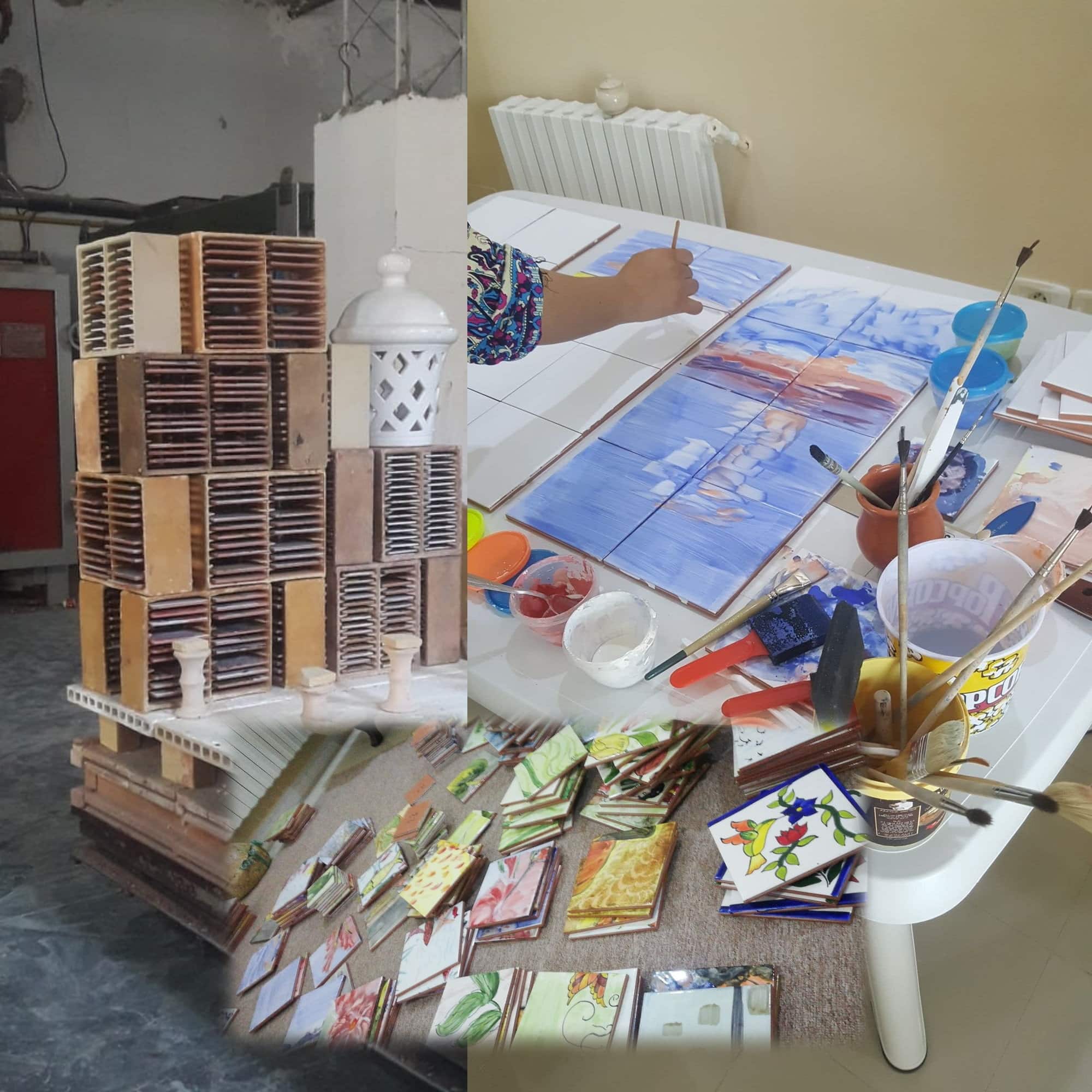 36in x 60in Intricate Area Rug Persian Design 60pc Ceramic Tiles Set